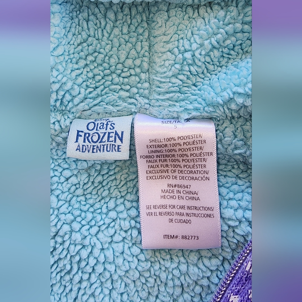 Disney Princess Frozen Elsa Hoddie Jacket  Girls Size 5 - Picture 9 of 11